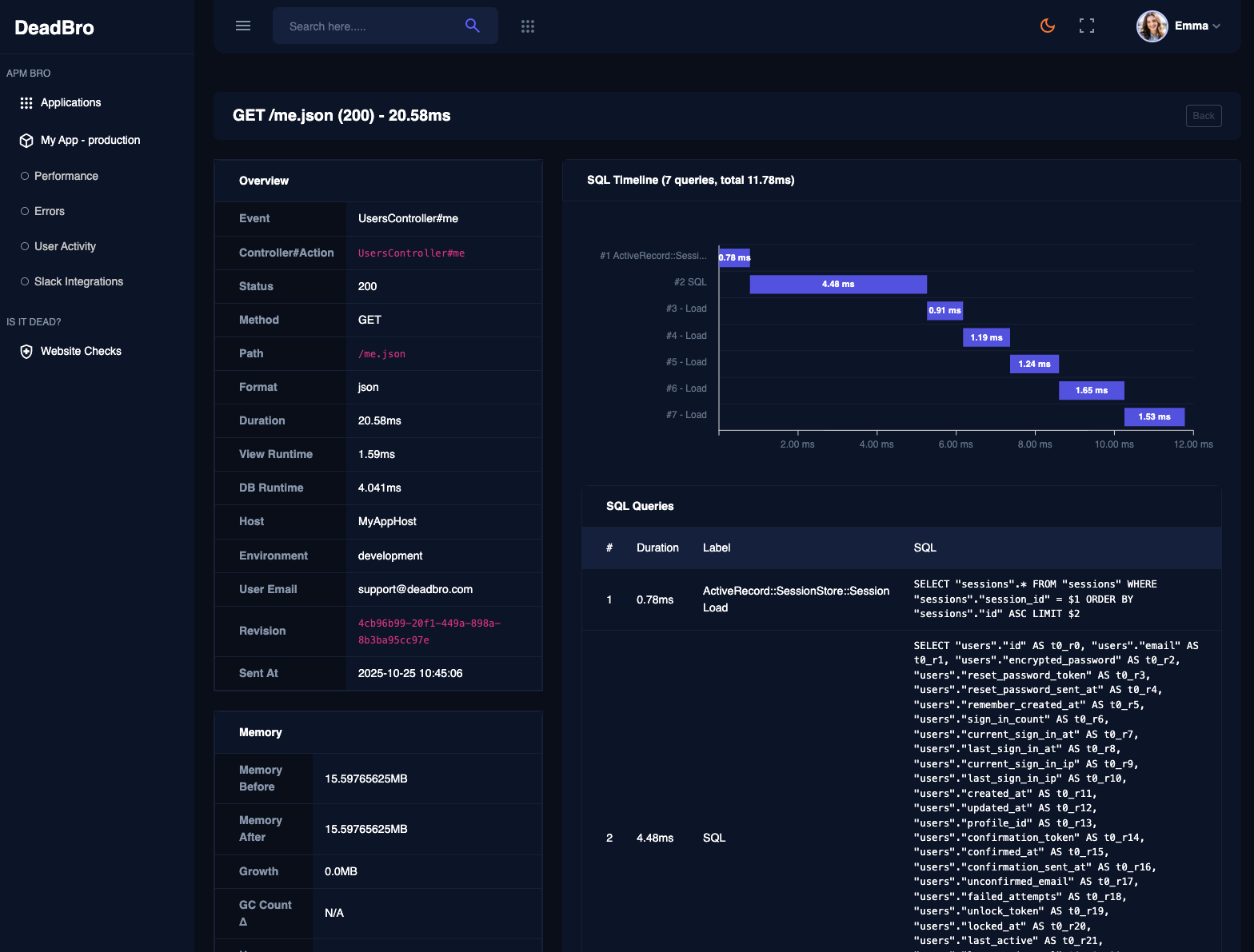 APM Dashboard